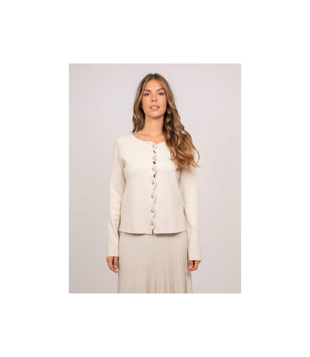 Gilet maille boutonné bordure festonnée KYTTEN - Dona X Lisa-1