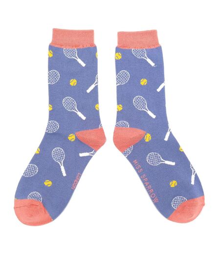 Ladies Novelty Bamboo Socks with Tennis Rackets Design