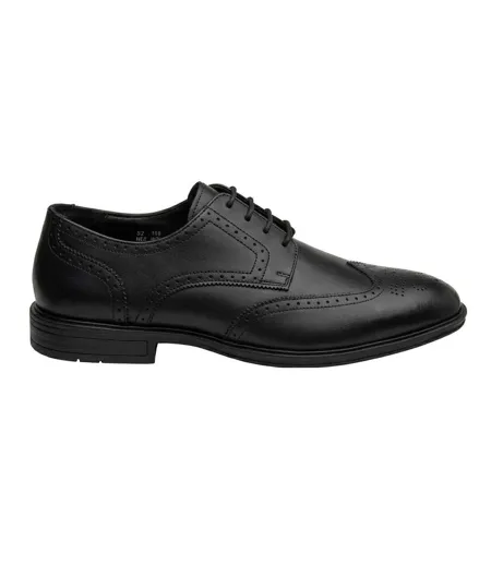 Mens Leather Low Heel Brogues Black Lotus Shoes