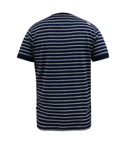 D555 Mens Beamont Kingsize Jacquard Striped T-Shirt (Navy)