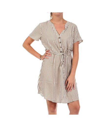 Robe rayure marron/blanc femme jdy life