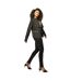 Womens/ladies Suedette Zipped Waterfall Jacket Black Biba-1