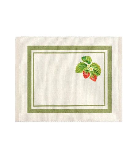 Pack of 4  Strawberry placemat  46cm x 36cm green Evans Lichfield