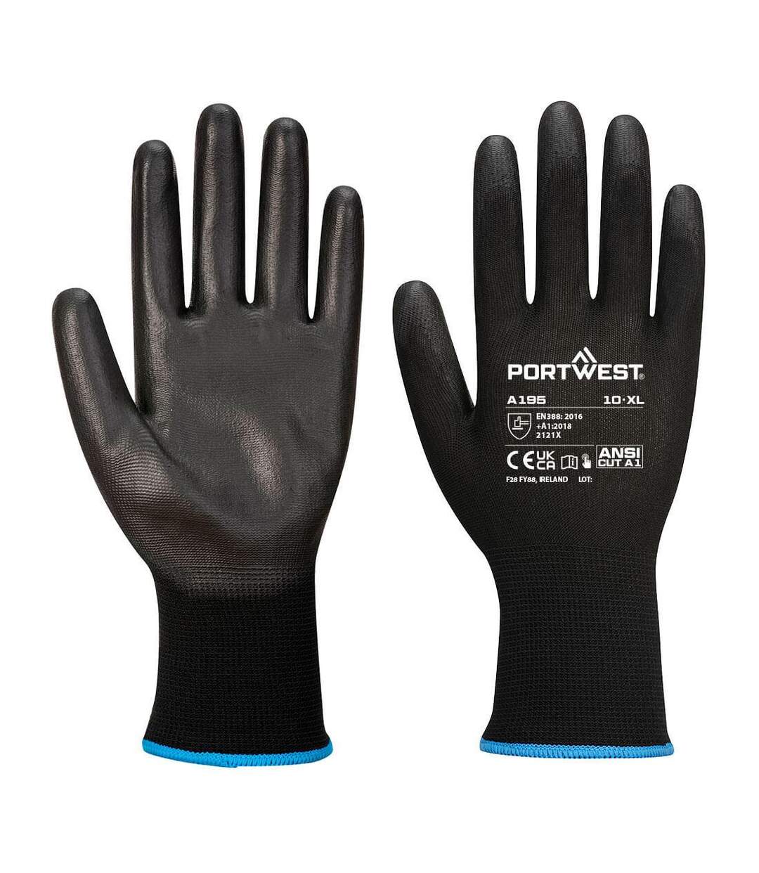 Gants de sécurité adulte xs noir Portwest-1