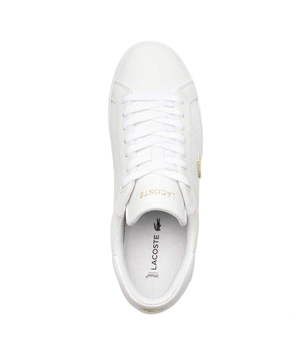 Womens/ladies Powercourt 2.0 Leather Trainers White Gold Lacoste-3