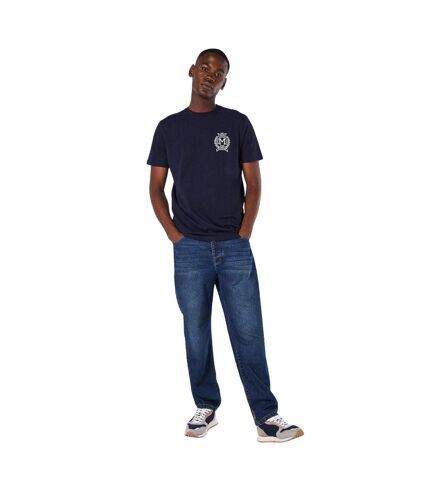 Mens crest embroidered t-shirt navy Maine