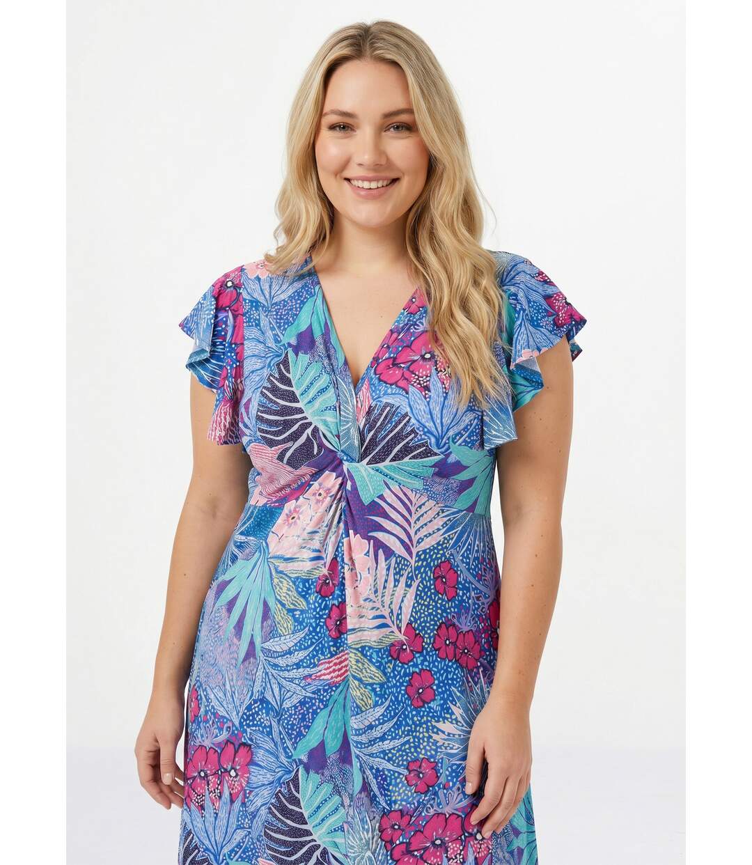 Robe courte évasée col V drapé-3