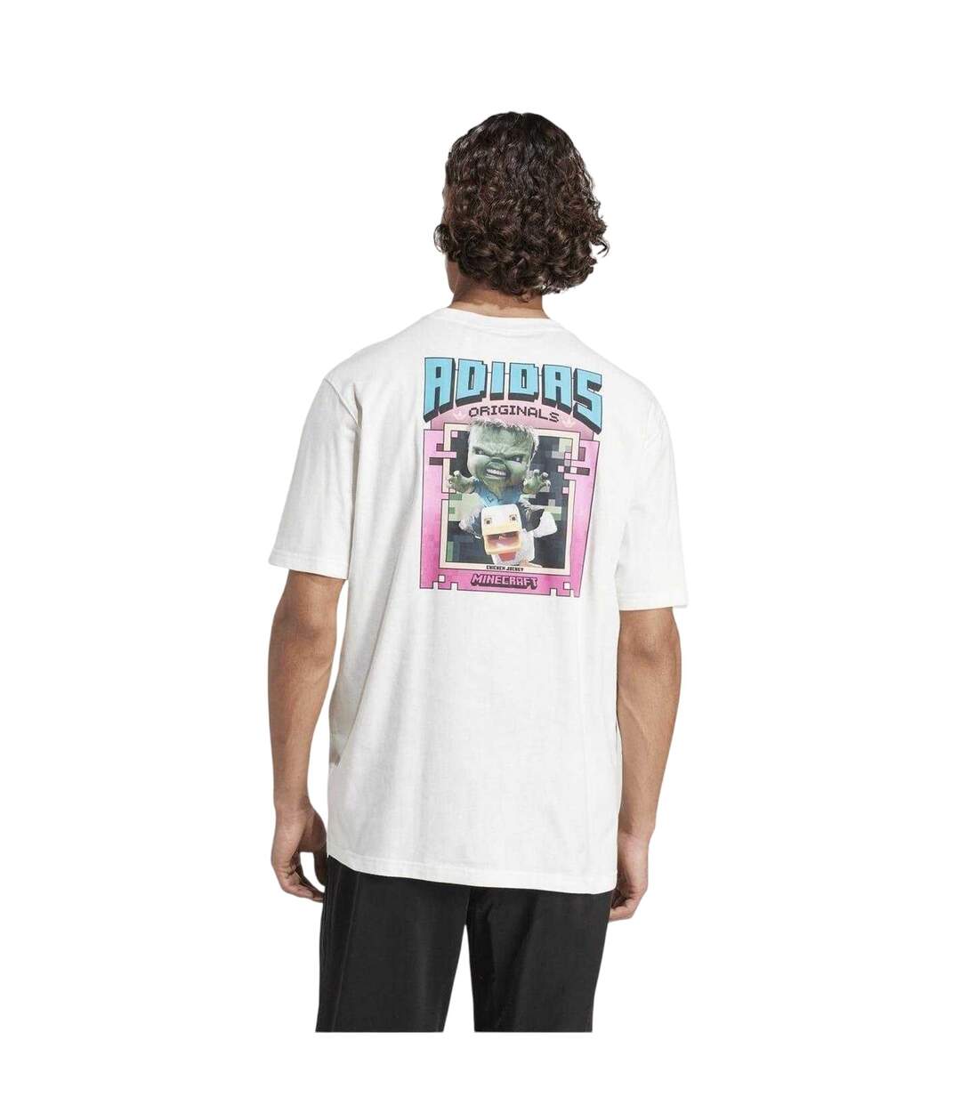 Mens Originals Minecraft Crew Neck T-shirt Off White Adidas-3