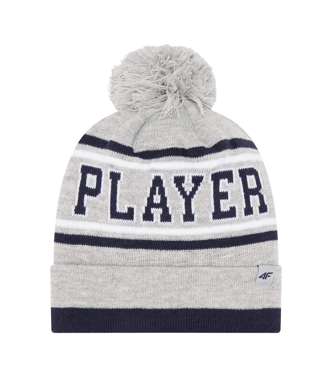 Childrens/kids Pom Pom Beanie Grey 4F-1