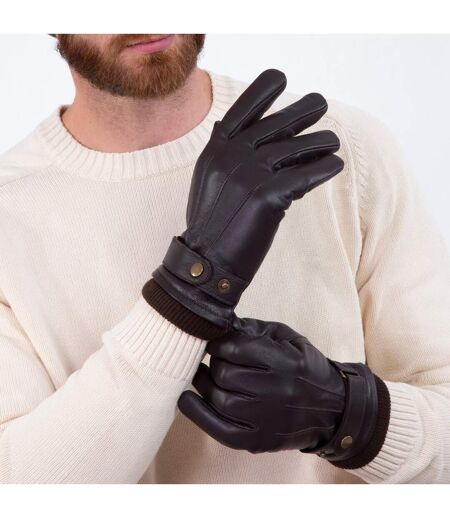 Isotoner Gants homme tactiles en cuir de chèvre pleine fleur - doublés polaire