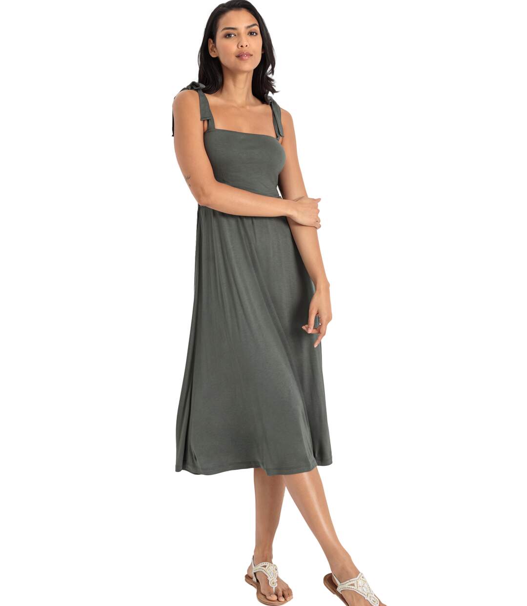 Robe estivale mi-longue Olive Lascana-1