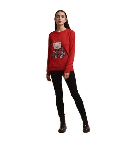 Brave Soul Womens/Ladies Piggy Christmas Sweater (Red)