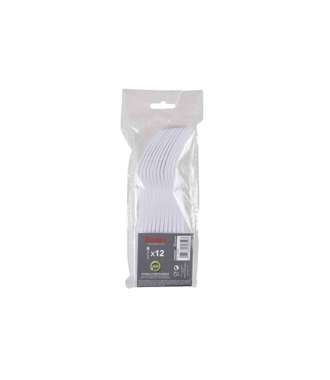 Lot de 12 Fourchettes Réutilisables 18cm Blanc-1