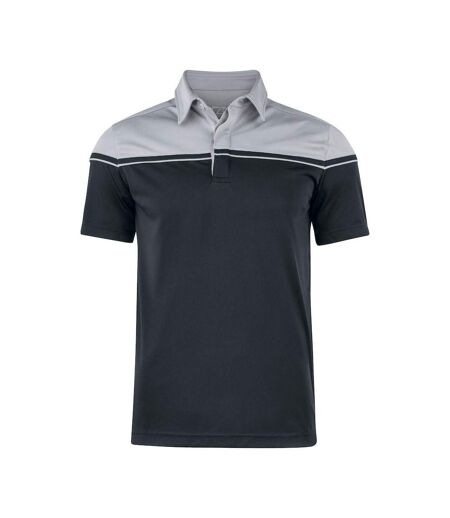 Mens Seaback Polo Shirt Black Light Grey Cutter & Buck
