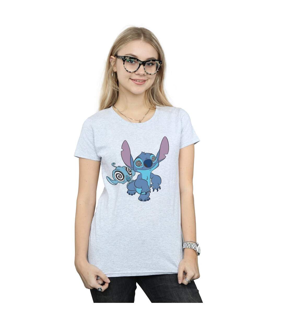 Disney T-shirt en coton hypnotisé Lilo And Stitch Femme/Femme (Gris sportif) - UTBI15540-2