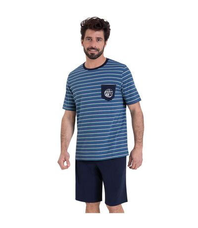 Pyjama court col rond homme Rayures Waves Athena