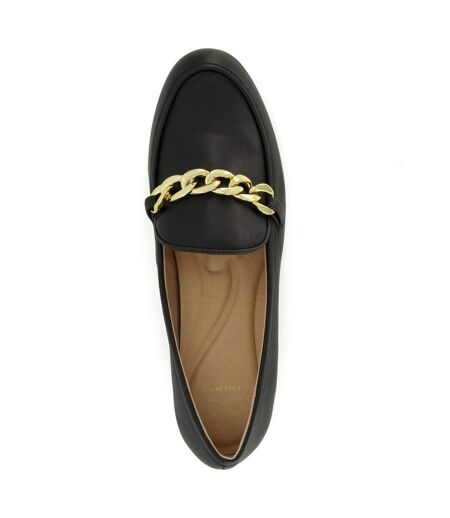 Womens/ladies Gaiia Chain Detail Loafers Black Dune London