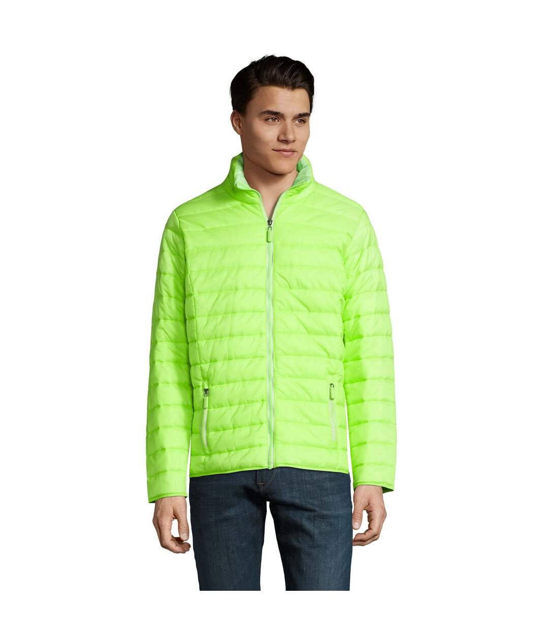 SOLS Mens Ride Padded Water Repellent Jacket (Neon Green)