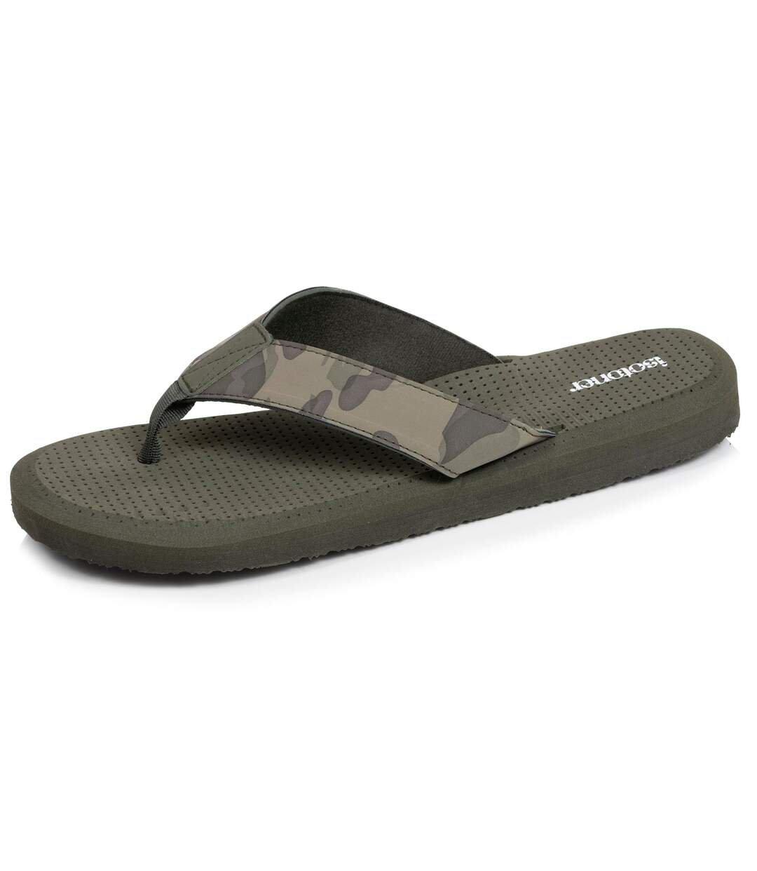 Isotoner Tongs homme sandales plage d'été, semelles légères et confortable-1