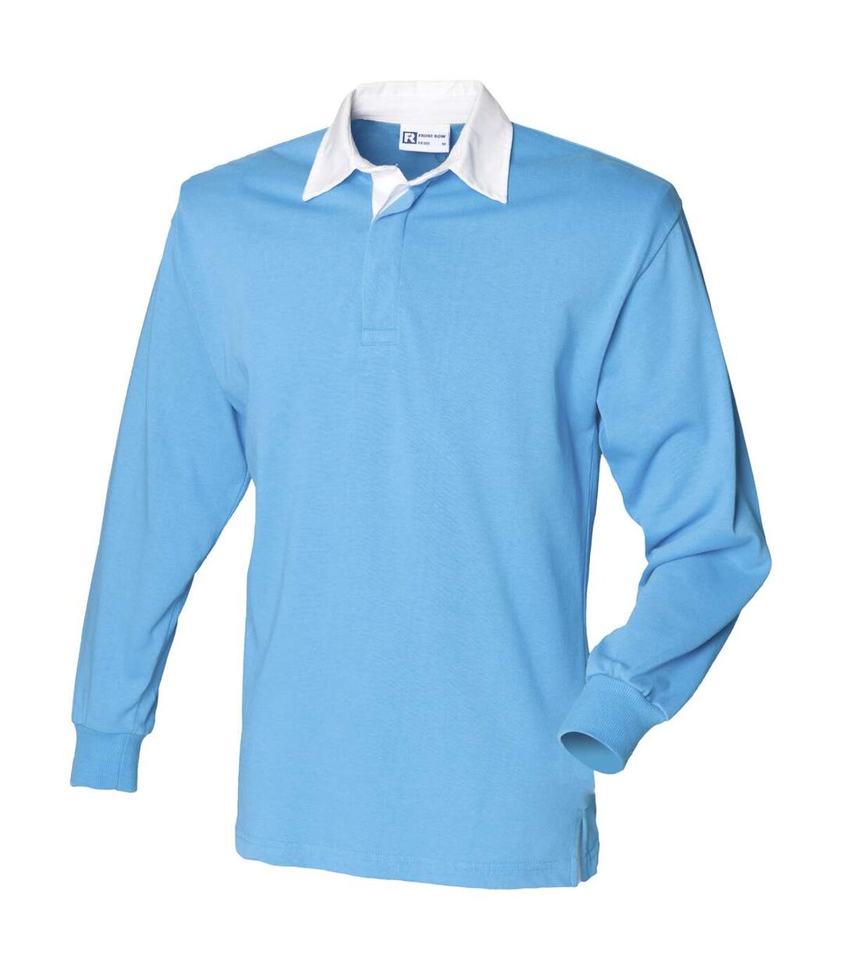 Front Row Long Sleeve Classic Rugby Polo Shirt (Surf Blue/White)