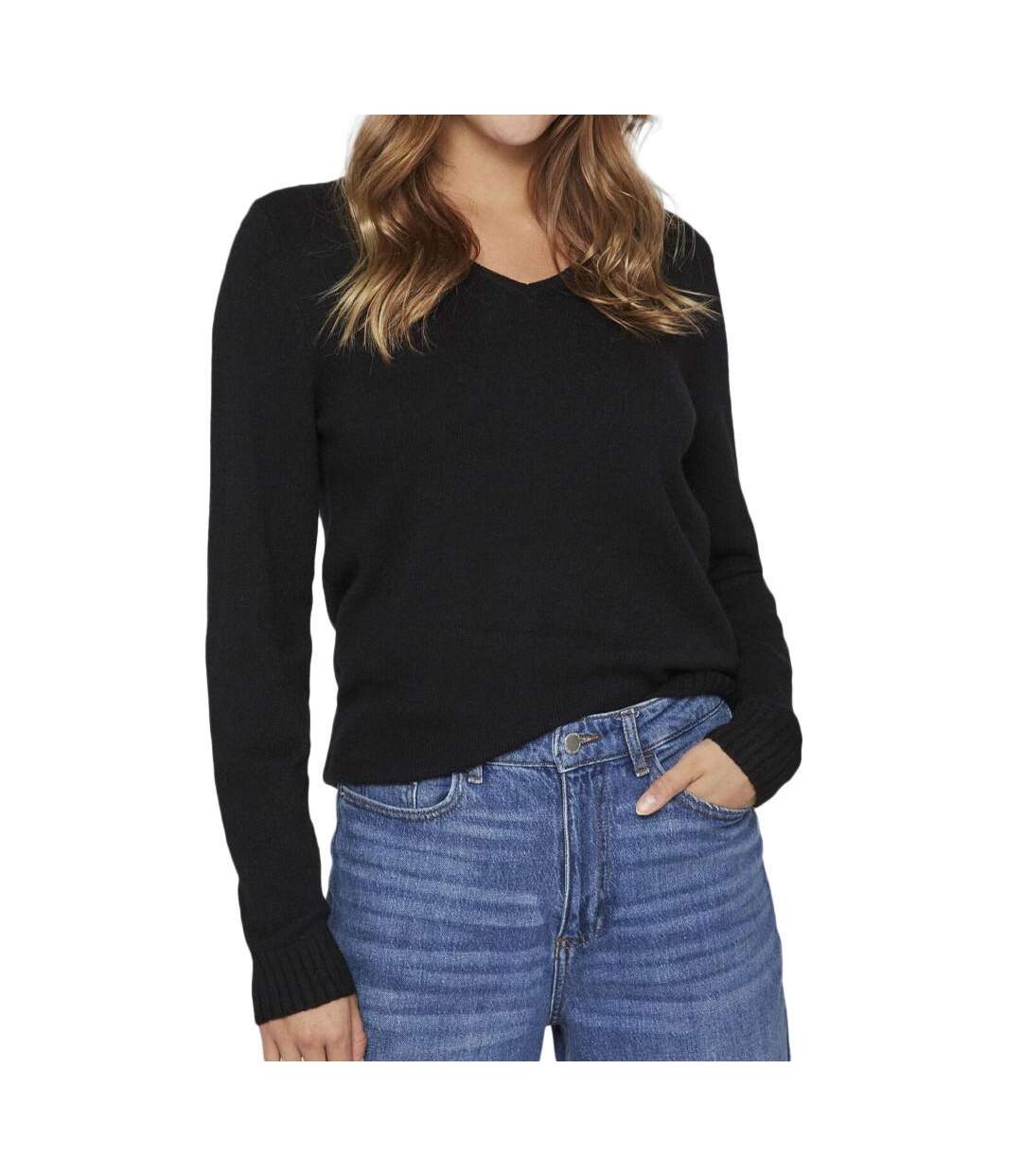 Pull Col V Noir Femme Vila 69 - L