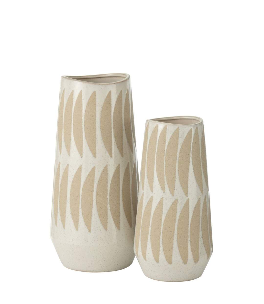 Vase Déco en Grès Kai 40cm Beige & Blanc-2
