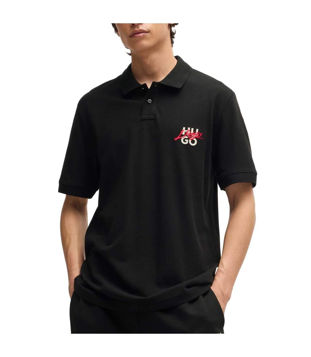 Mens Double Logo Polo Shirt Black Hugo-4