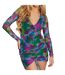 Robe Courte Manches Longues Motif/style Tie-dye Femme Bleu Foncé Missy Empire-3