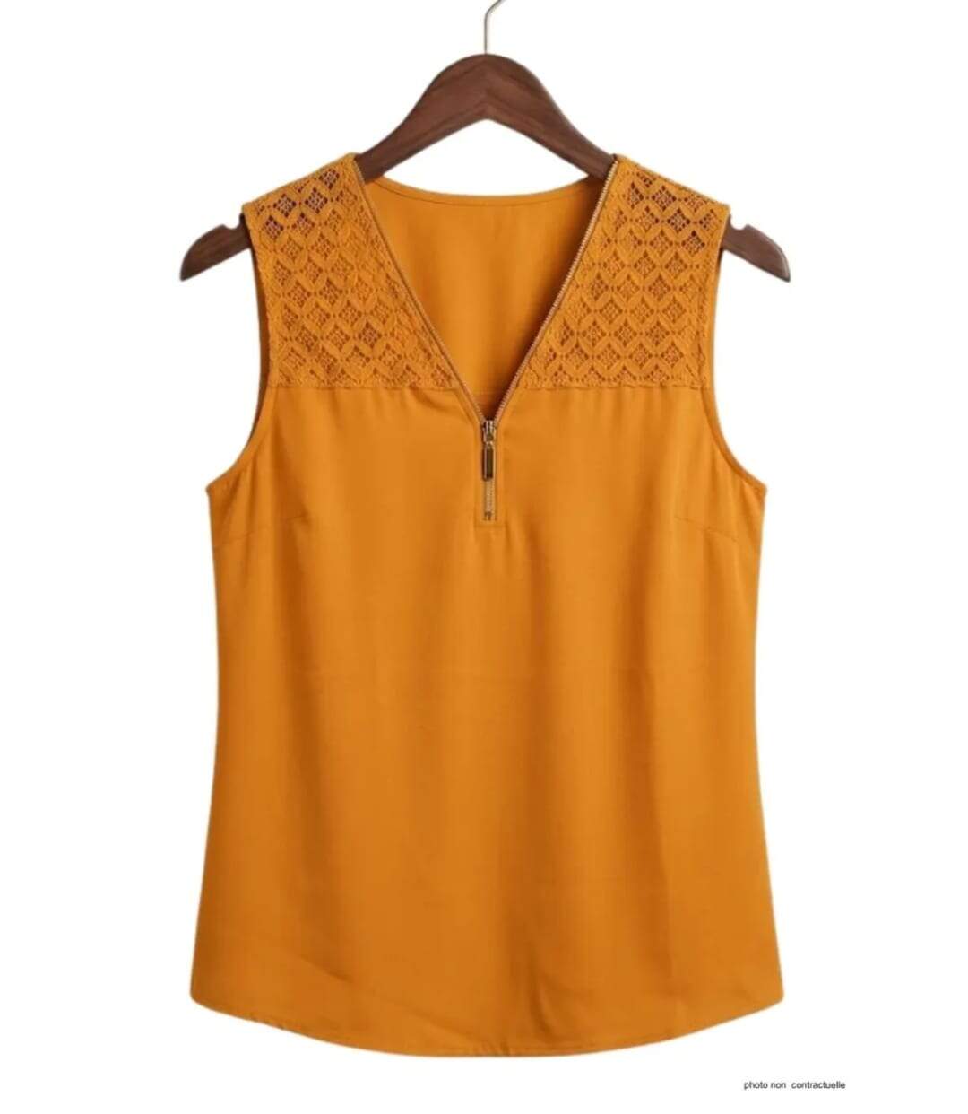 Mayflower CHF3053B Top sans manches jaune en crêpe pour un look d'été lumineux-2