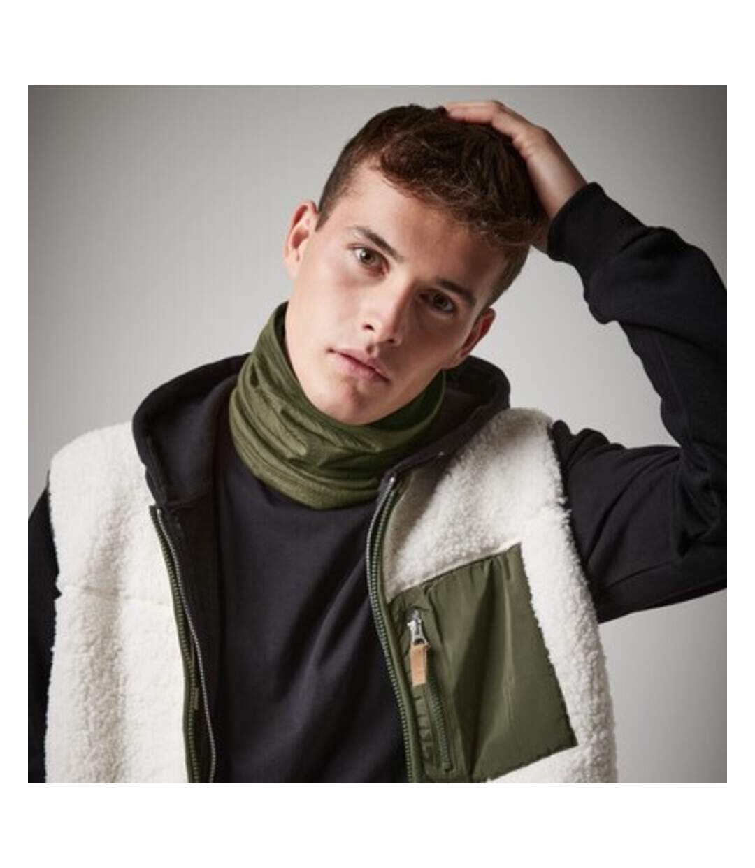 Unisex Adult Morf Merino Wool Neck Warmer Military Green Beechfield-2