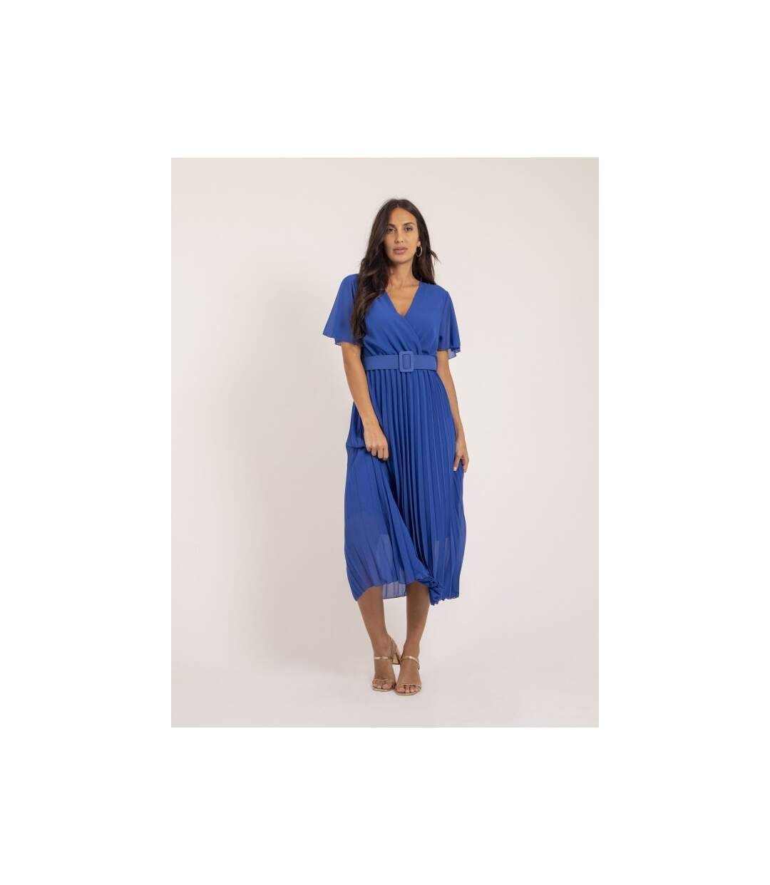Robe midi plissée et ceinture ISALA - Dona X Lisa-1