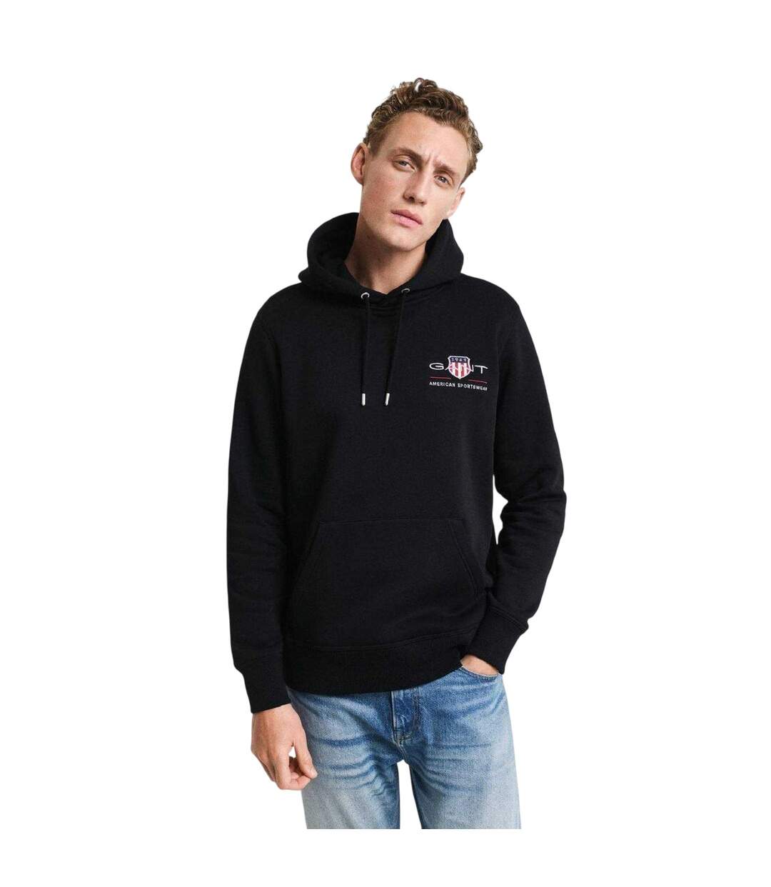 Mens Shield Logo Hoodie Black Gant-2