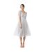 Robe Mi-longue Manches Courtes Femme Gris Clair Maya Deluxe-1