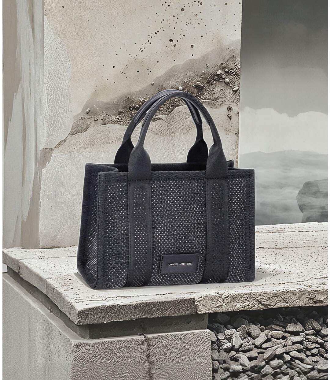 Sac shopping femme noir DAVID JONES, élégant et pratique, avec strass-4