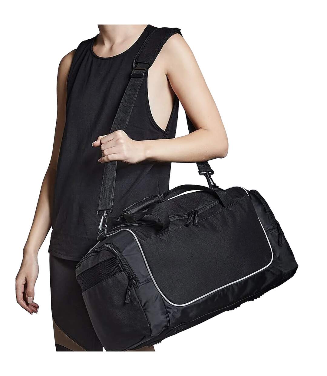 Teamwear Locker Bag One Size Black Light Grey Quadra-3