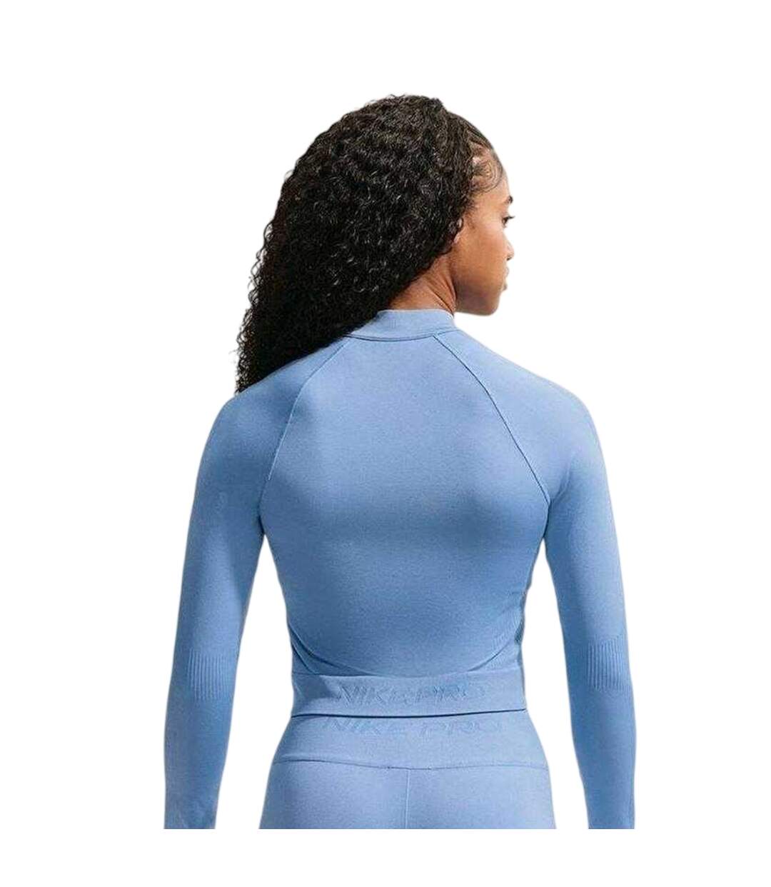 Womens/ladies Pro Seamless Jacket Worker Blue Nike-3