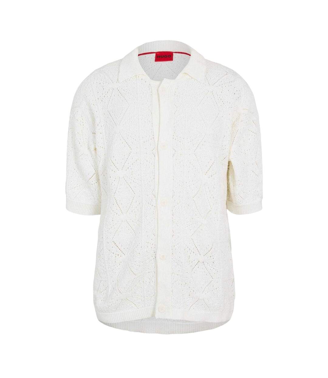 Cardigan Motif/style Tricot En Losanges Homme Blanc Hugo-1