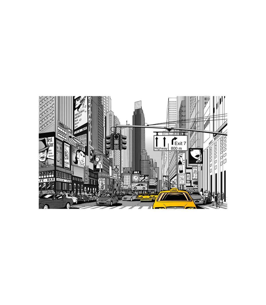 Papier Peint BD Taxis Jaunes à New York 270x450cm-2