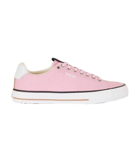 Mens Aiden Leather Tennis Trainers Pink Boss