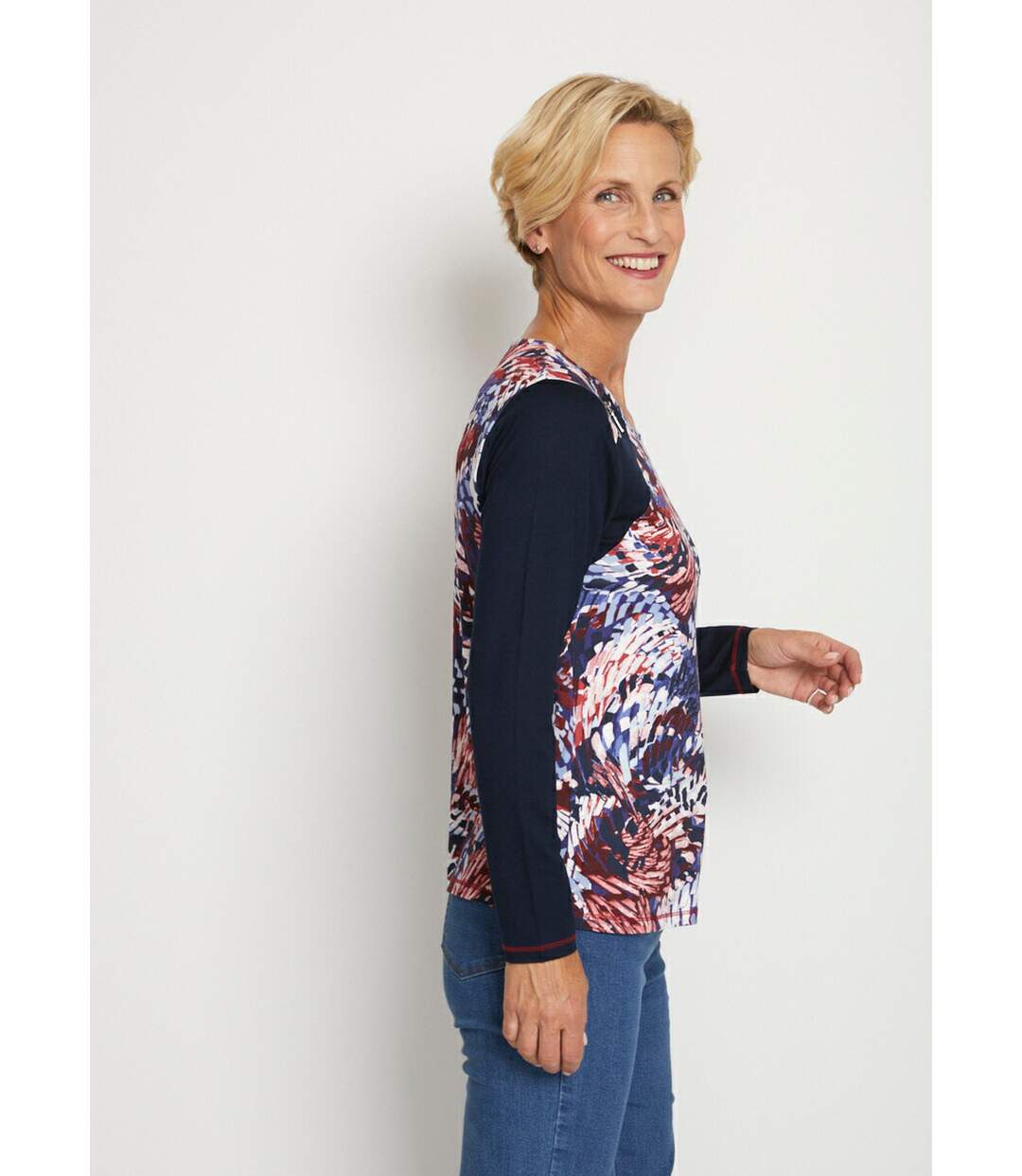 T-shirt uni imprimé manches longues-3