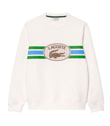 Mens Graphic Print Fleece Sweatshirt Cream Lacoste