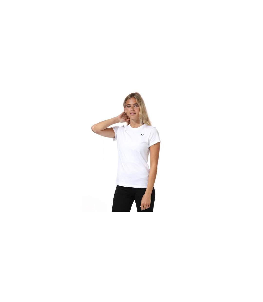 Womens/ladies Small Logo Cotton T-shirt White Puma-1