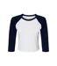 Bella + Canvas Womens/Ladies Micro-Rib Raglan 3/4 Sleeve Crop T-Shirt (White/Navy)