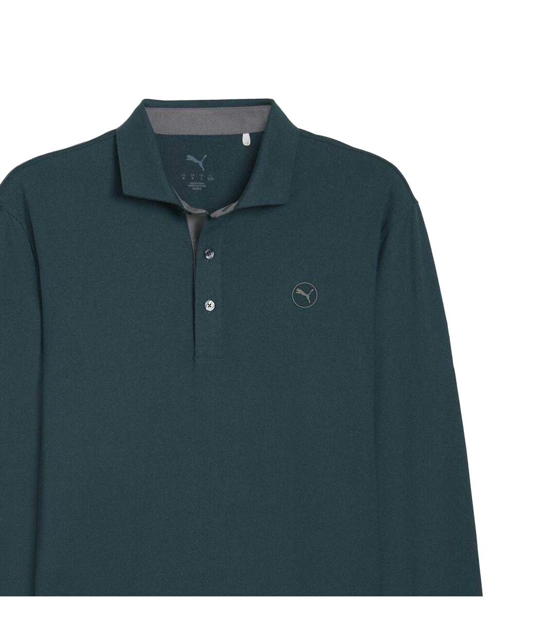 Mens Cloudspun Midweight Long-sleeved Polo Shirt Green Slate Puma-3