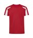 Just Cool Mens Contrast Cool Sports Plain T-Shirt (Fire Red/Arctic White) - UTRW685-2