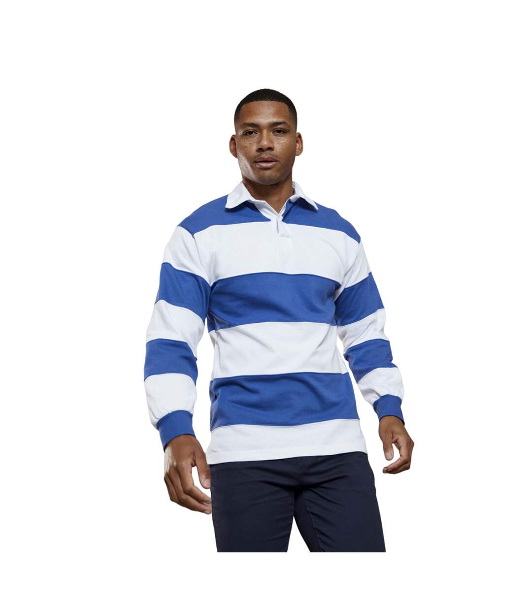 Polo homme blanc / bleu roi Front Row Front Row