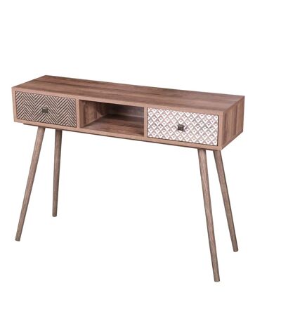 Console Baobab en MDF 2 tiroirs et 1 niche ouverte - L.100 cm x H.75 cm - Marron