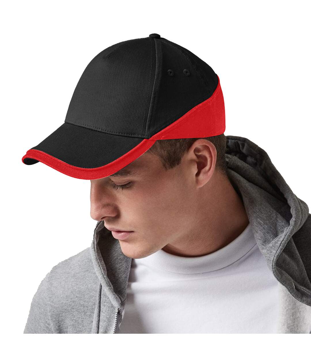 Beechfield Unisex Teamwear Competition Cap Baseball / Headwear (Black/Classic Red) - UTRW223-3