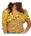 Blouse Manches Bouffantes Motif/style Floral Femme Blanc Jaune Brave Soul-4