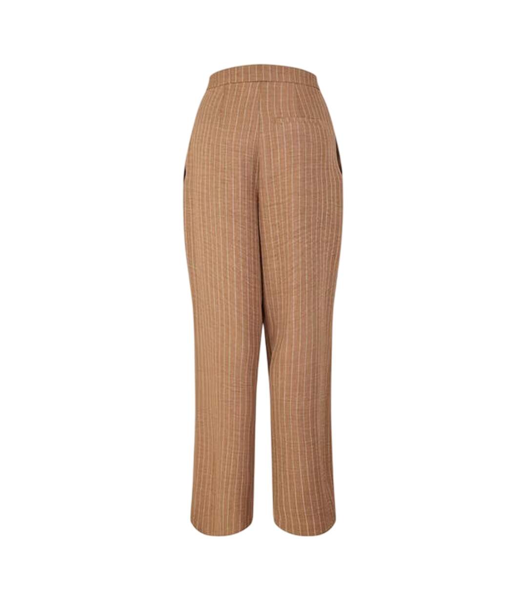 Womens/ladies Vertical Stripe Wide Leg Trousers Camel Biba-2